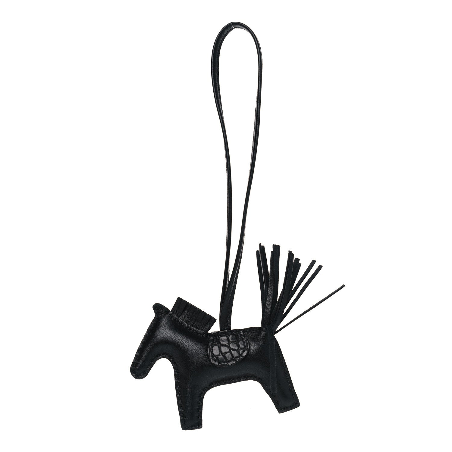 Hermes Milo Lambskin Matte Alligator Touch Grigri Rodeo Horse Bag Charm PM So Black 1 of 3
