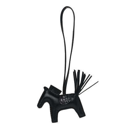 Hermes Milo Lambskin Matte Alligator Touch Grigri Rodeo Horse Bag Charm PM So Black 1 of 3