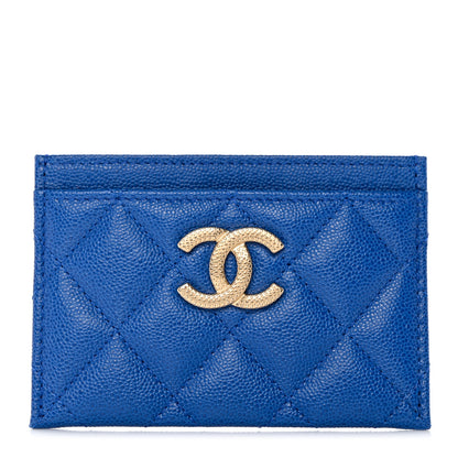 Chanel Caviar Quilted Studded CC Card Holder Blue 1 of 9