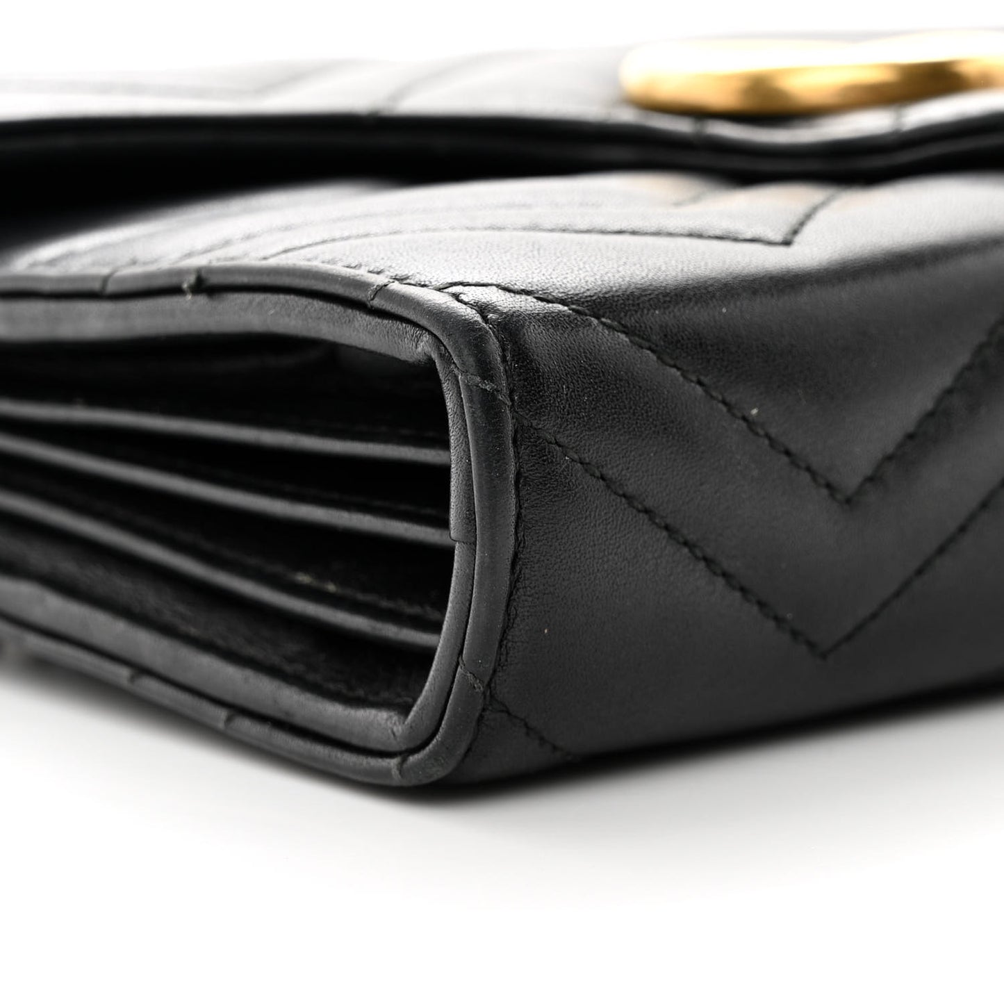 Calfskin Matelasse GG Marmont Chain Wallet Black