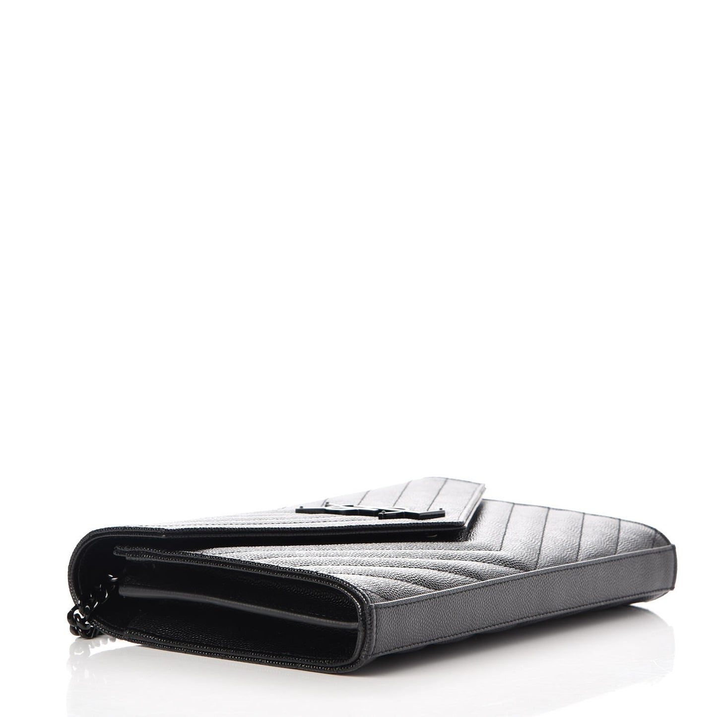 Grain De Poudre Matelasse Chevron Monogram Chain Wallet Black