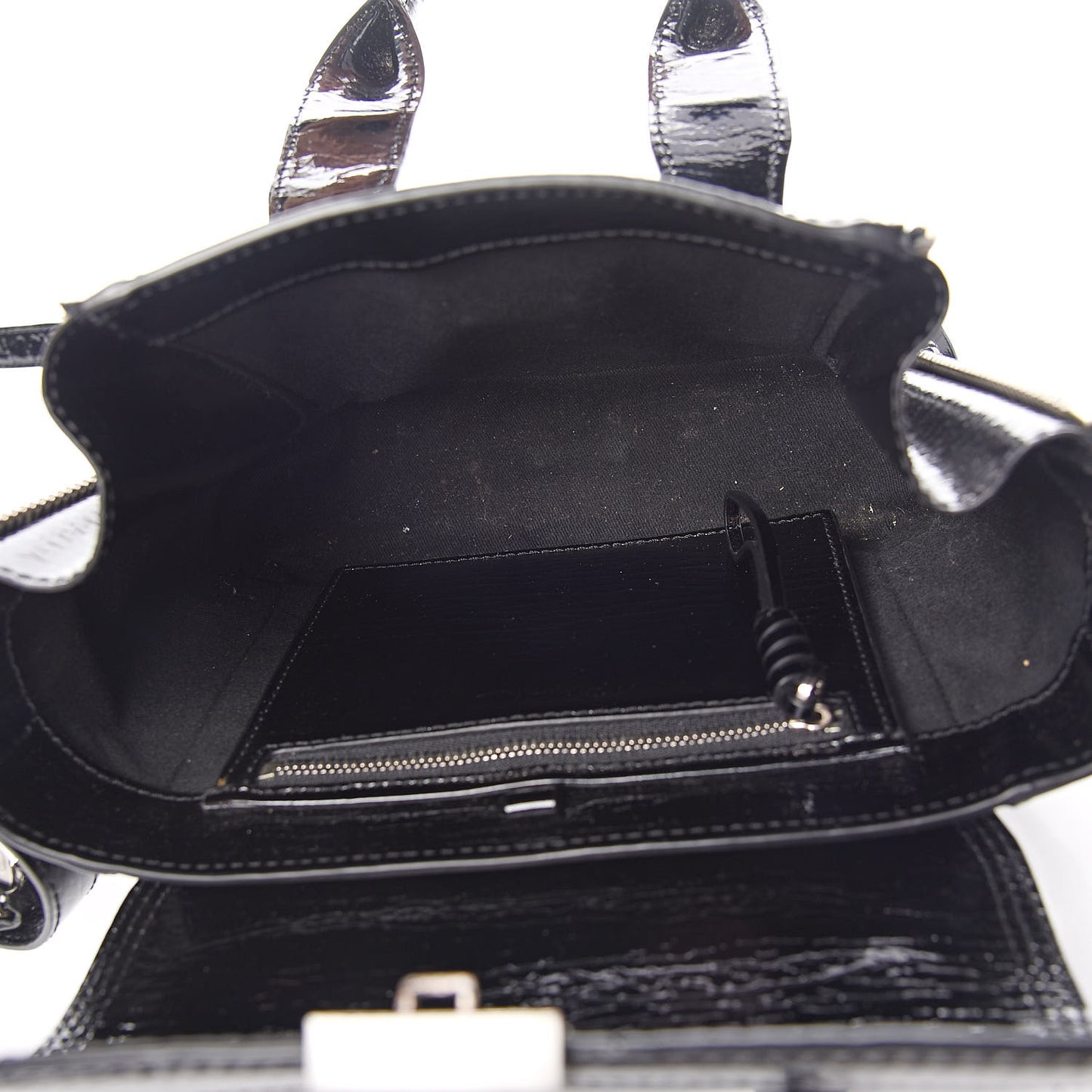 3.1 Textured Patent Mini Pashli Satchel Black