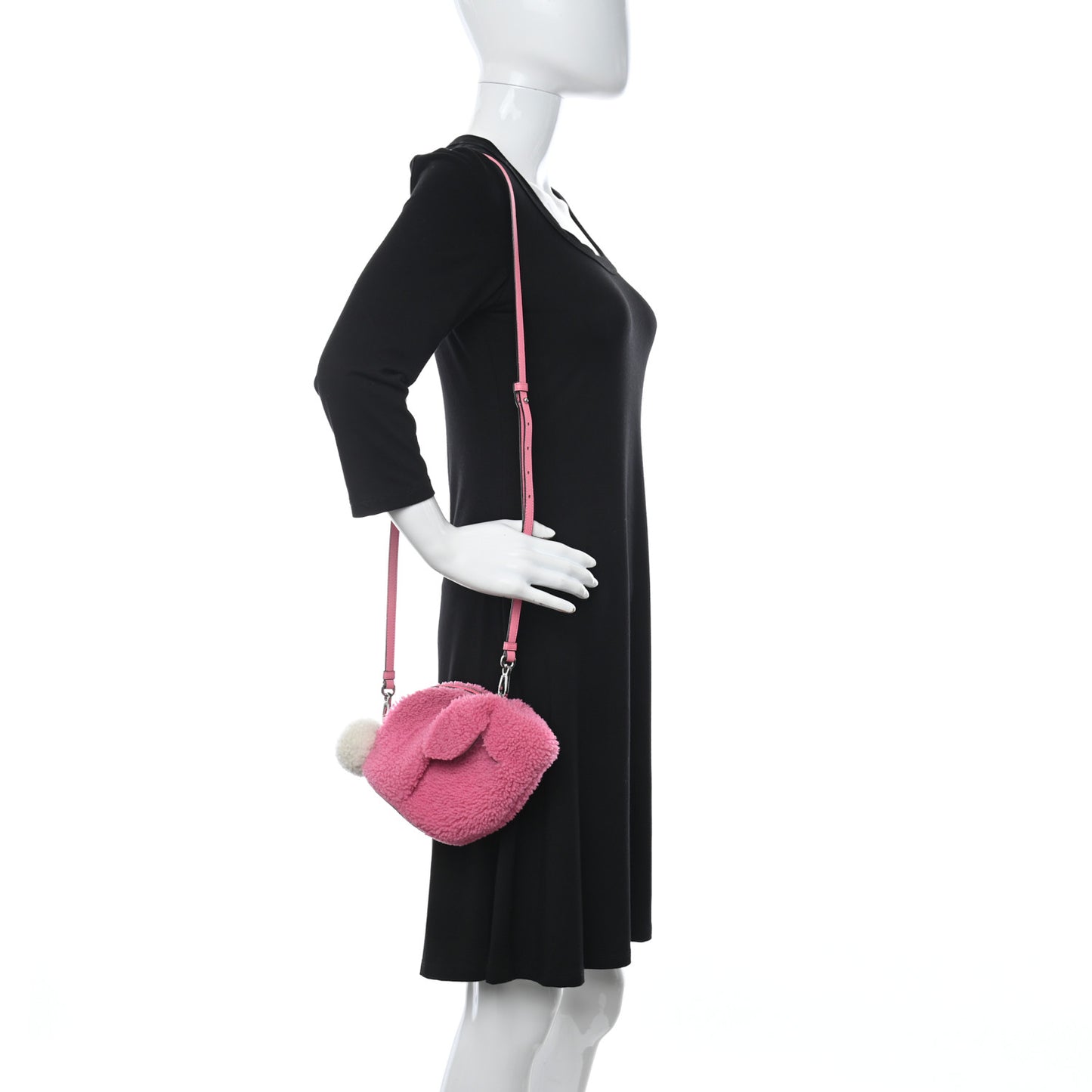 Shearling Mini Bunny Crossbody Bag Dark Pink