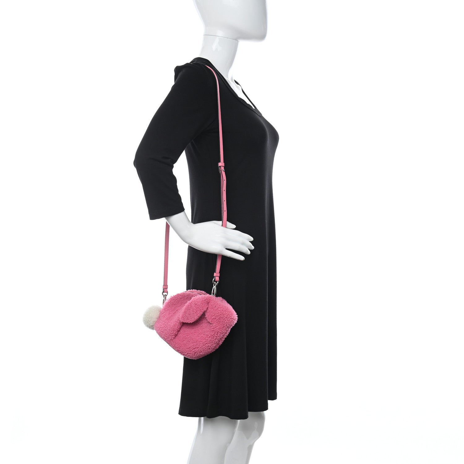 Loewe Shearling Mini Bunny Crossbody Bag Dark Pink 2 of 10