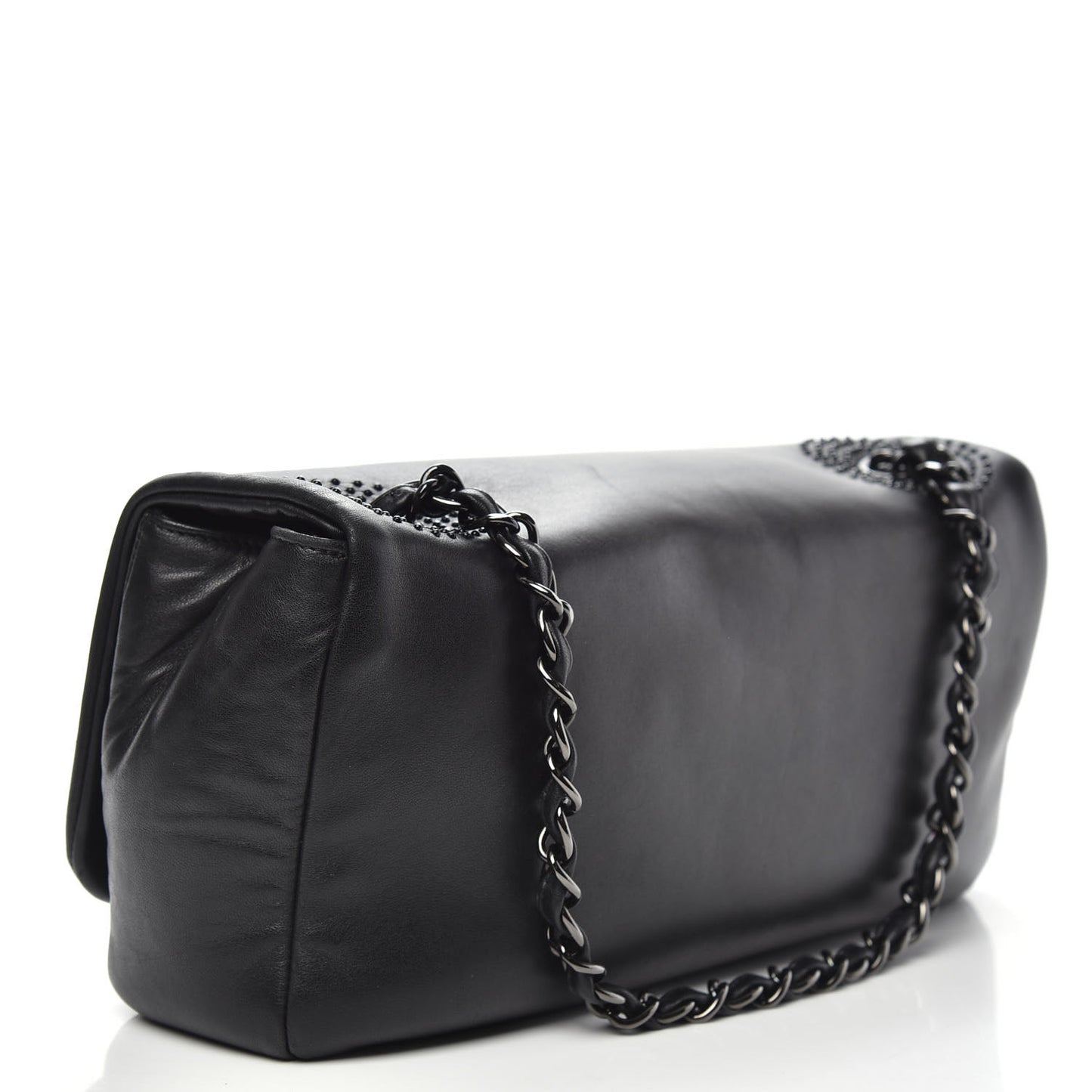 Lambskin Studded CC East West Flap Black
