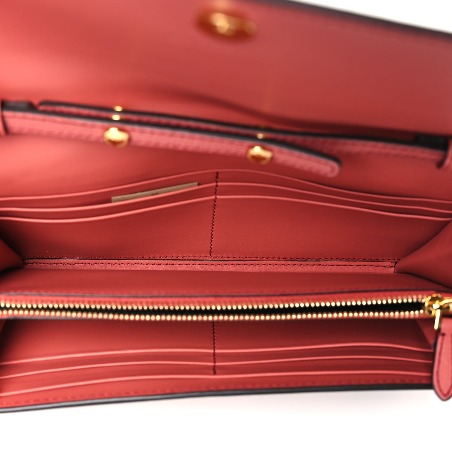 Grainy Calfskin House Check Henley Wallet On Chain Cinnamon Red