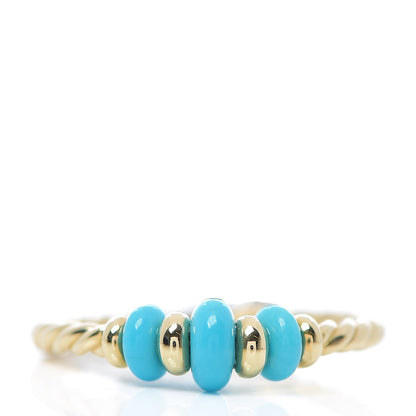 David Yurman 18K Yellow Gold Turquoise Rio Rondelle Ring 54 7 1 of 5