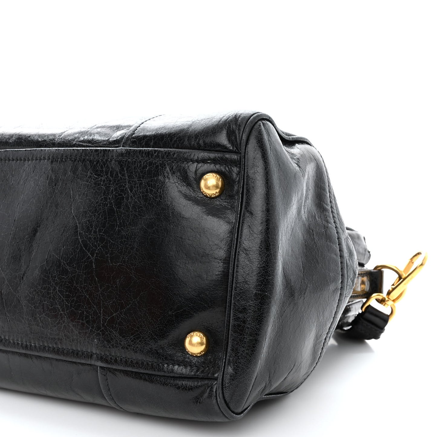 Vitello Shine Shopping Satchel Black