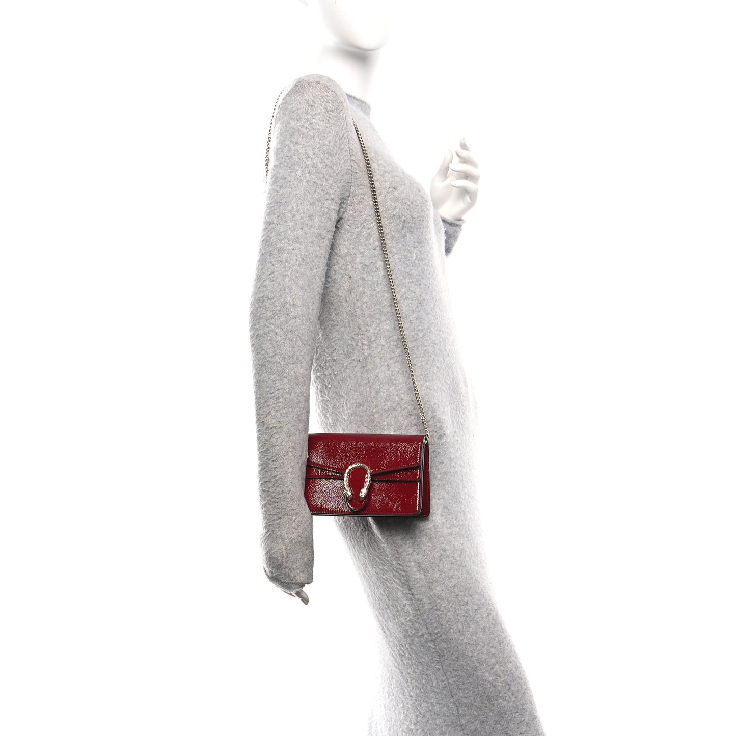 Crinkled Patent Mini Dionysus Shoulder Bag Rosso Ancora Red