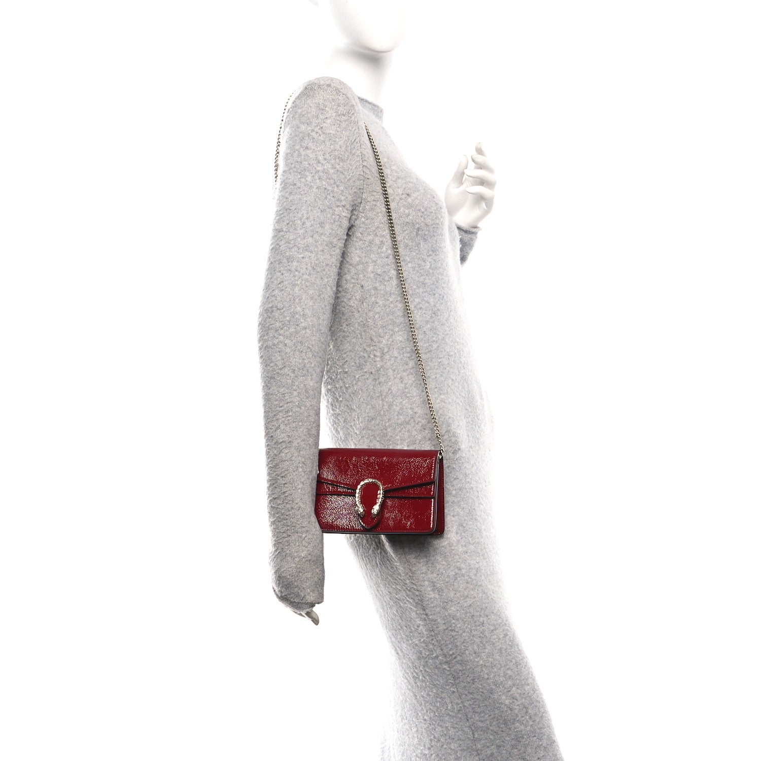 Gucci Crinkled Patent Mini Dionysus Shoulder Bag Rosso Ancora Red 2 of 10