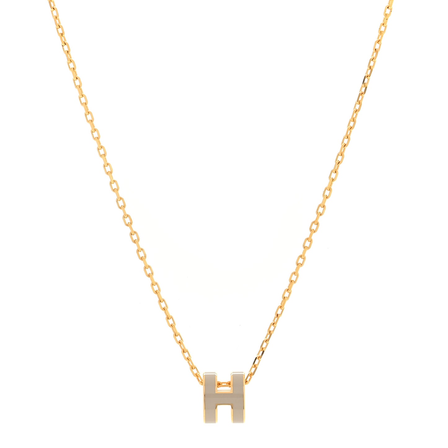 Lacquered Rose Gold Mini Pop H Pendant Necklace Marron Glace