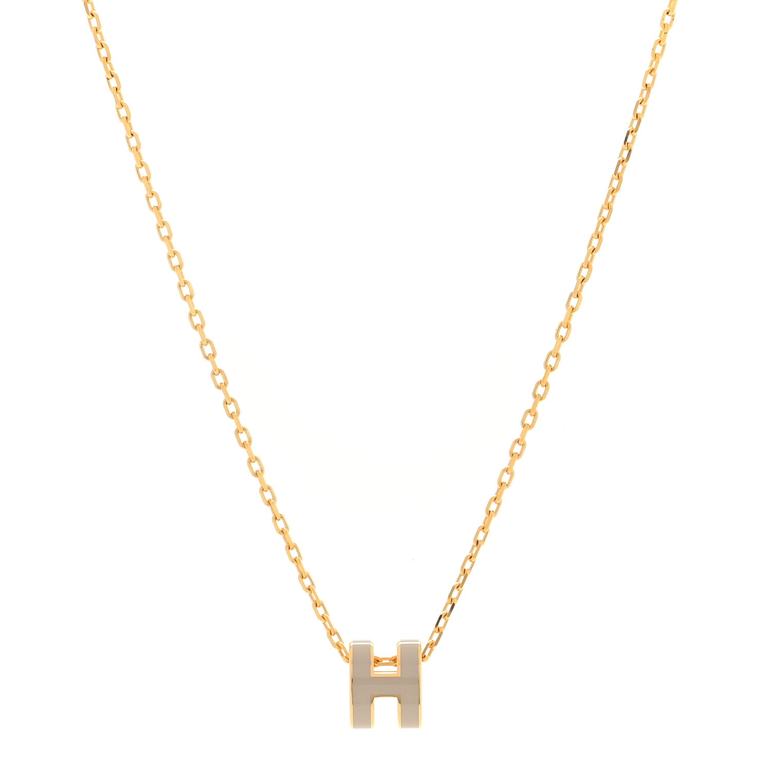 Hermes Lacquered Rose Gold Mini Pop H Pendant Necklace Marron Glace 1 of 5