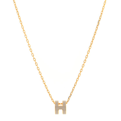 Hermes Lacquered Rose Gold Mini Pop H Pendant Necklace Marron Glace 1 of 5