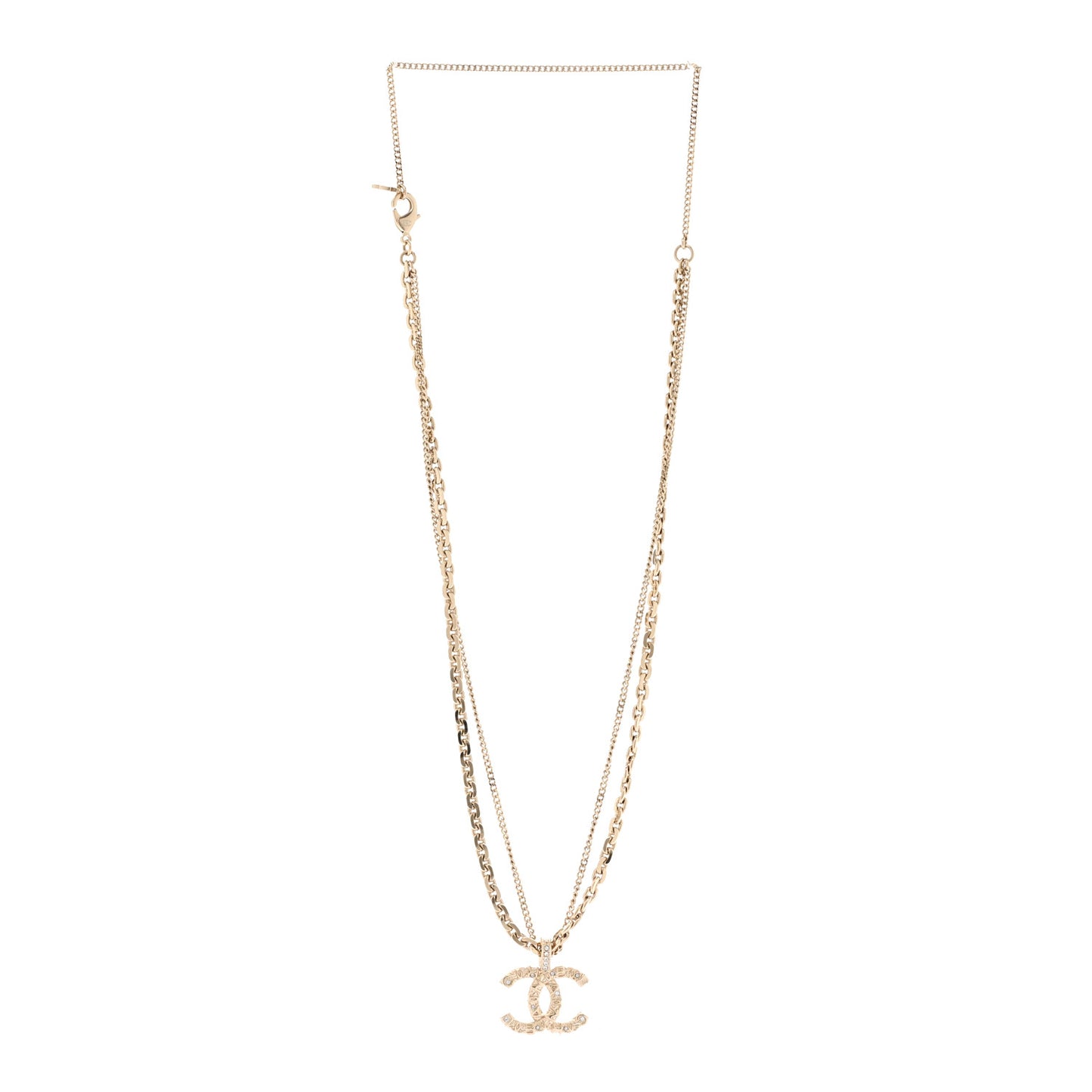 Crystal CC Multi Strand Chain Necklace Gold