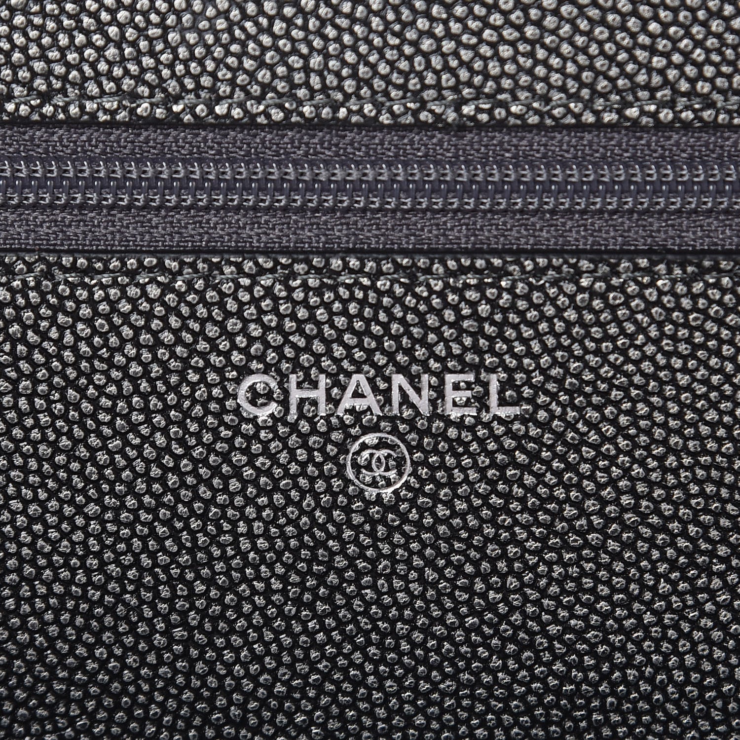 Chanel Metallic Caviar Quilted Golden Class Wallet On Chain WOC Dark Grey 6 of 11