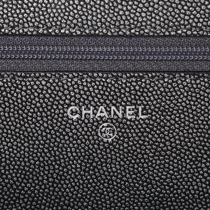 Chanel Metallic Caviar Quilted Golden Class Wallet On Chain WOC Dark Grey 6 of 11