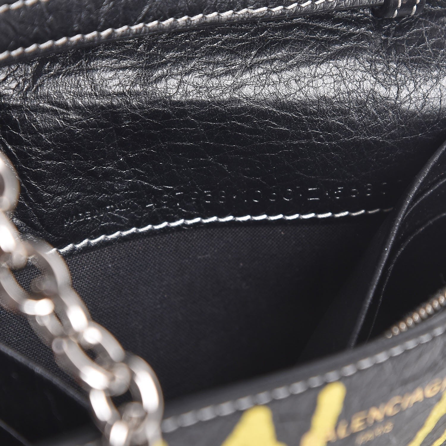 Balenciaga Agneau Arena Graffiti All Over Bazar Chain Shoulder Bag Black Multicolor 6 of 6