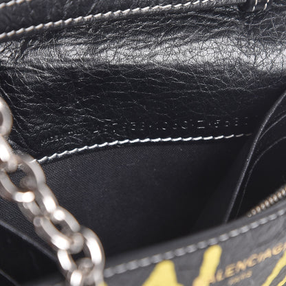 Balenciaga Agneau Arena Graffiti All Over Bazar Chain Shoulder Bag Black Multicolor 6 of 6