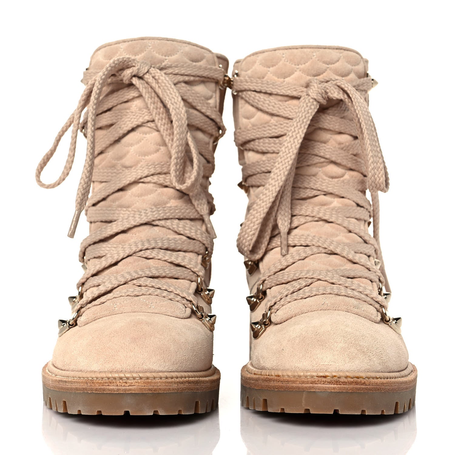 Christian Louboutin Suede Flat Hiking Boots 36.5 Beige 2 of 7