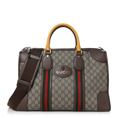 Gucci Soft GG Supreme Monogram Web Neo Vintage Duffle Bag Beige New Acero Crop 1 of 10