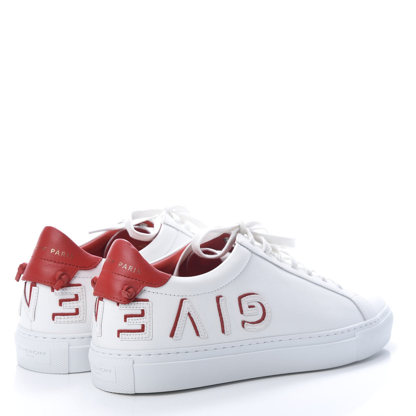 Calfskin Reverse Logo Urban Street Sneakers 39 White Red