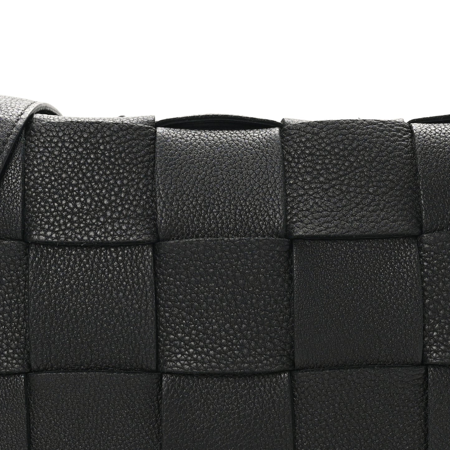 Grained Calfskin Maxi Intrecciato Cassette Crossbody Bag Black