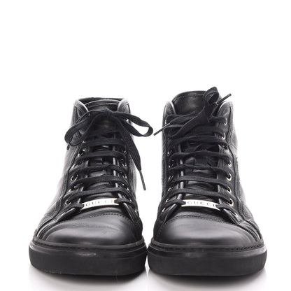 Gucci Mens Calfskin Miro Soft High Top Sneakers 8 Black 2 of 12