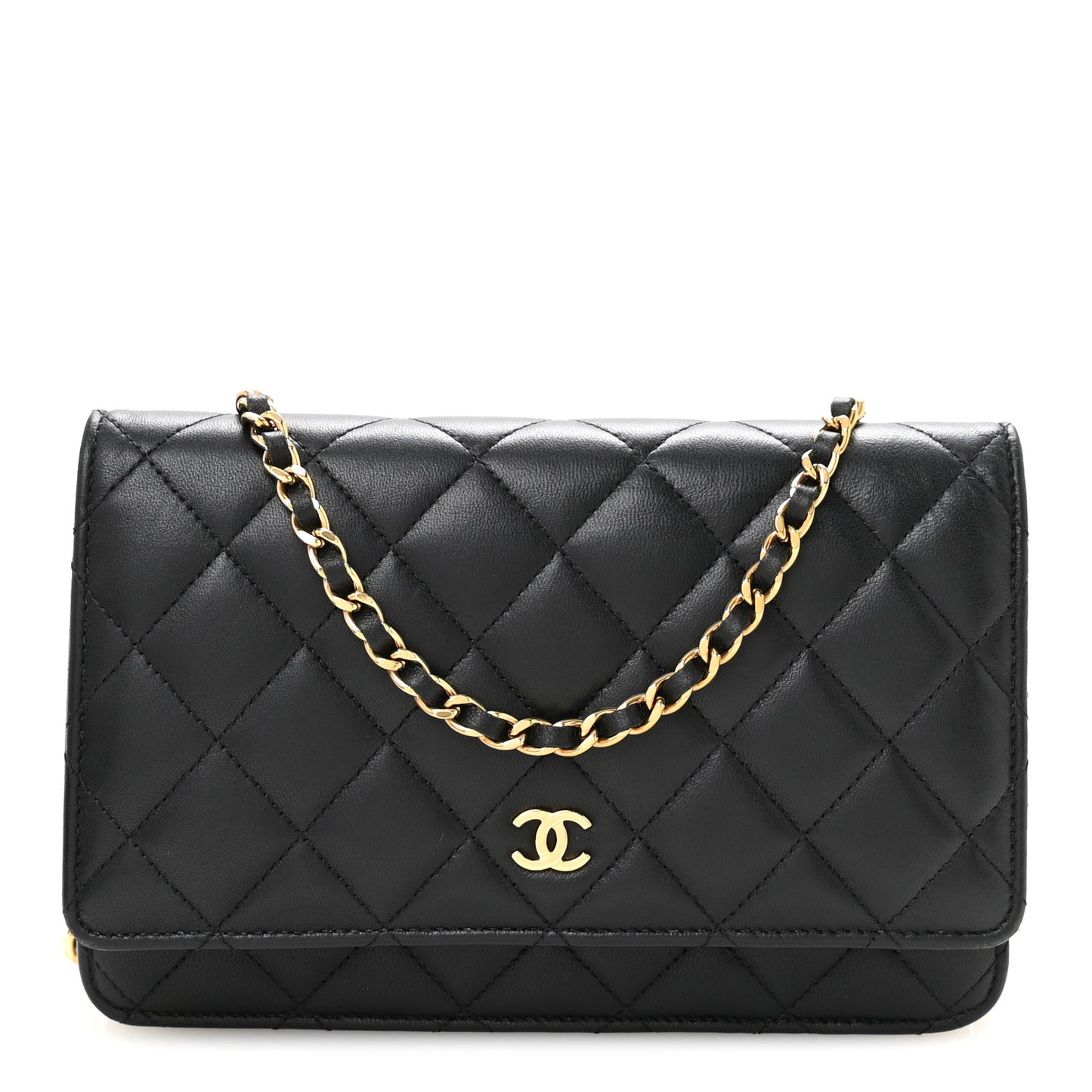 Lambskin Quilted Wallet On Chain WOC Black