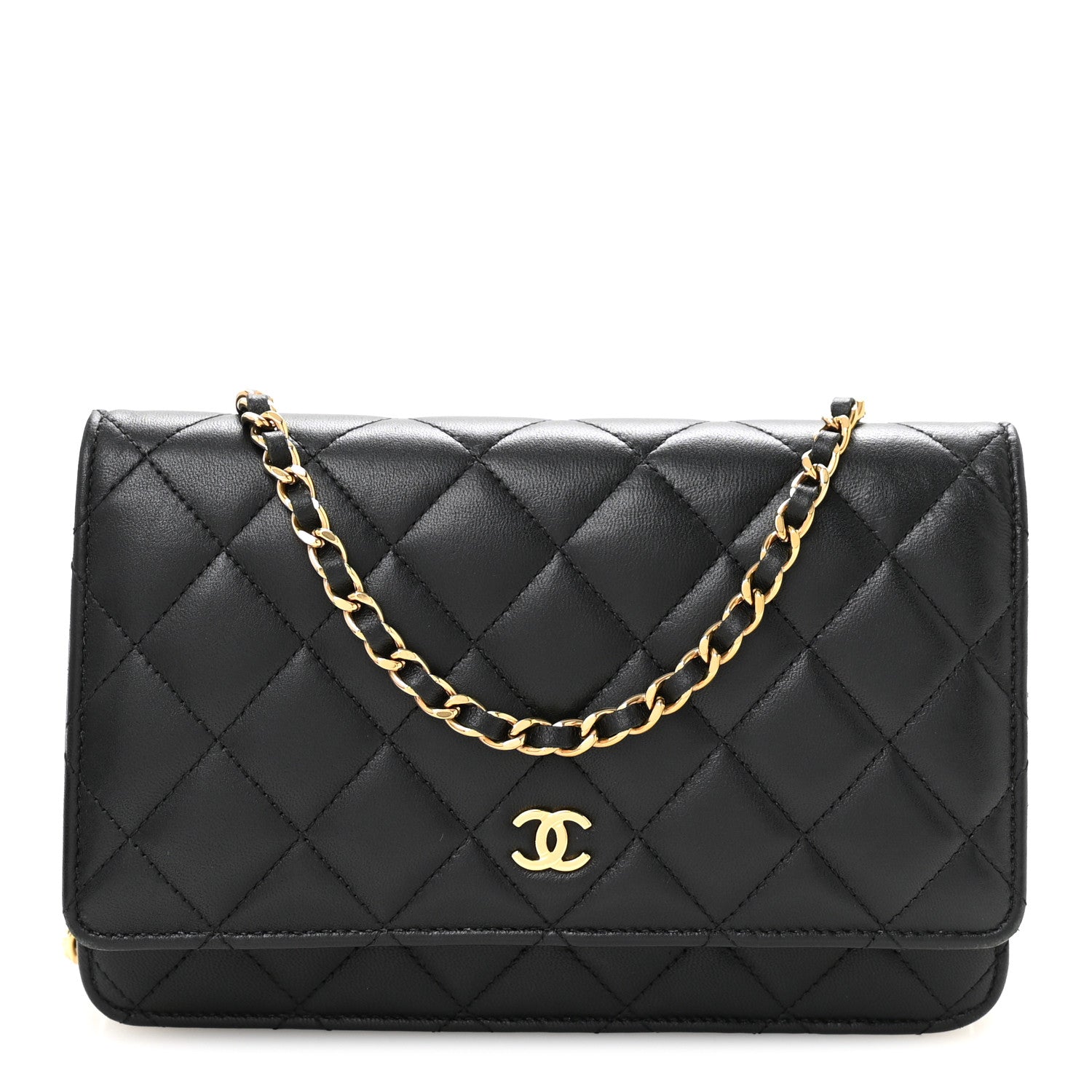 Chanel Lambskin Quilted Wallet On Chain WOC Black 2 of 23