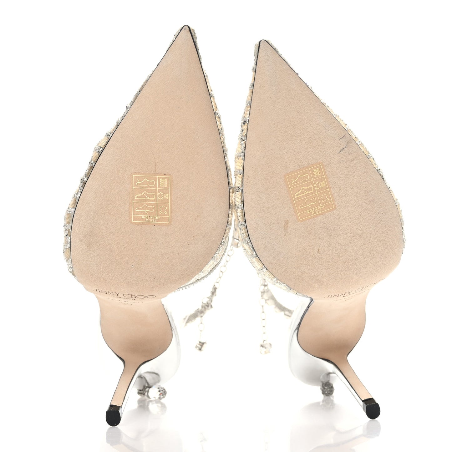 Glitter Checker Board Mesh Crystal Saeda 100 Pumps 36 Champagne Silver