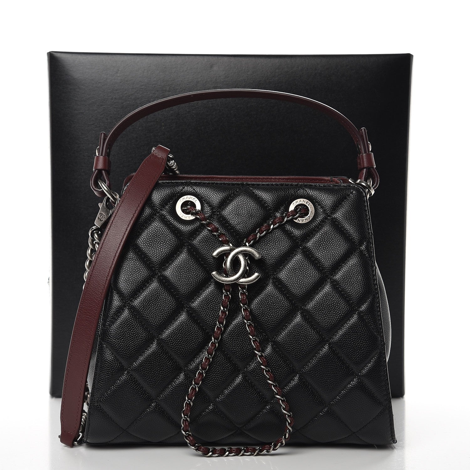 Chanel Caviar Quilted Small CC Bucket Bag Black 10 of 10