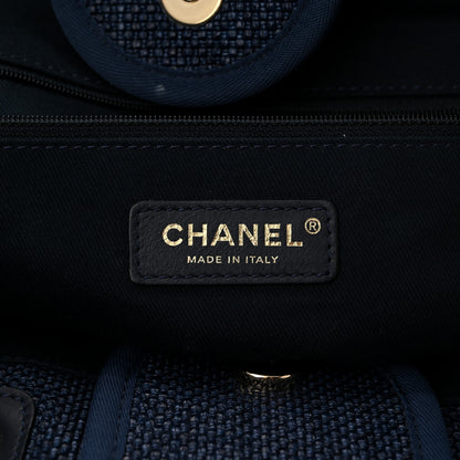 Chanel Woven Straw Raffia Medium Deauville Tote Navy 6 of 12