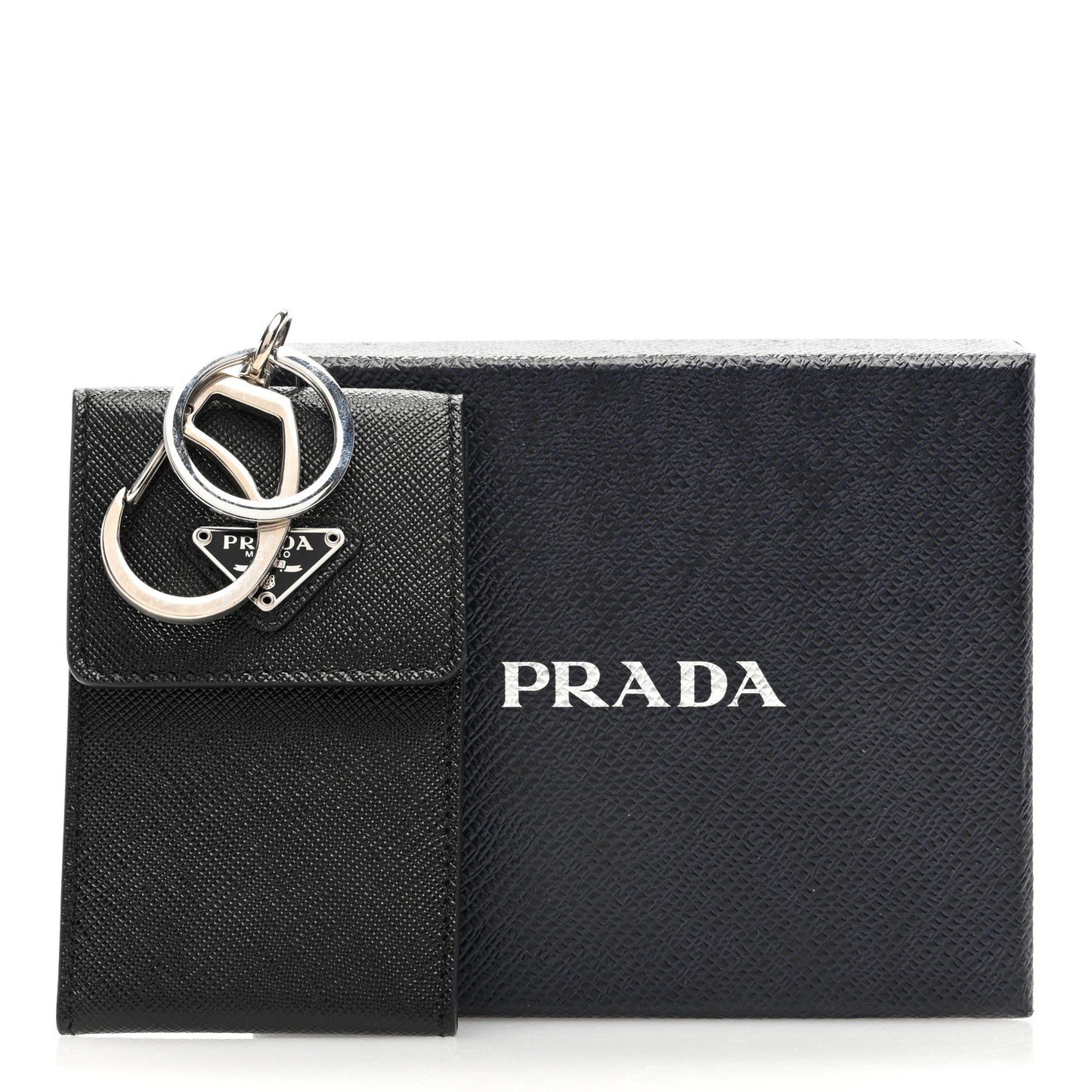 Saffiano Triangle Card Holder Keyring Black