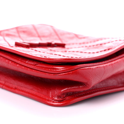 Saint Laurent Crinkled Calfskin Matelasse Monogram Niki Chain Wallet Red 8 of 9