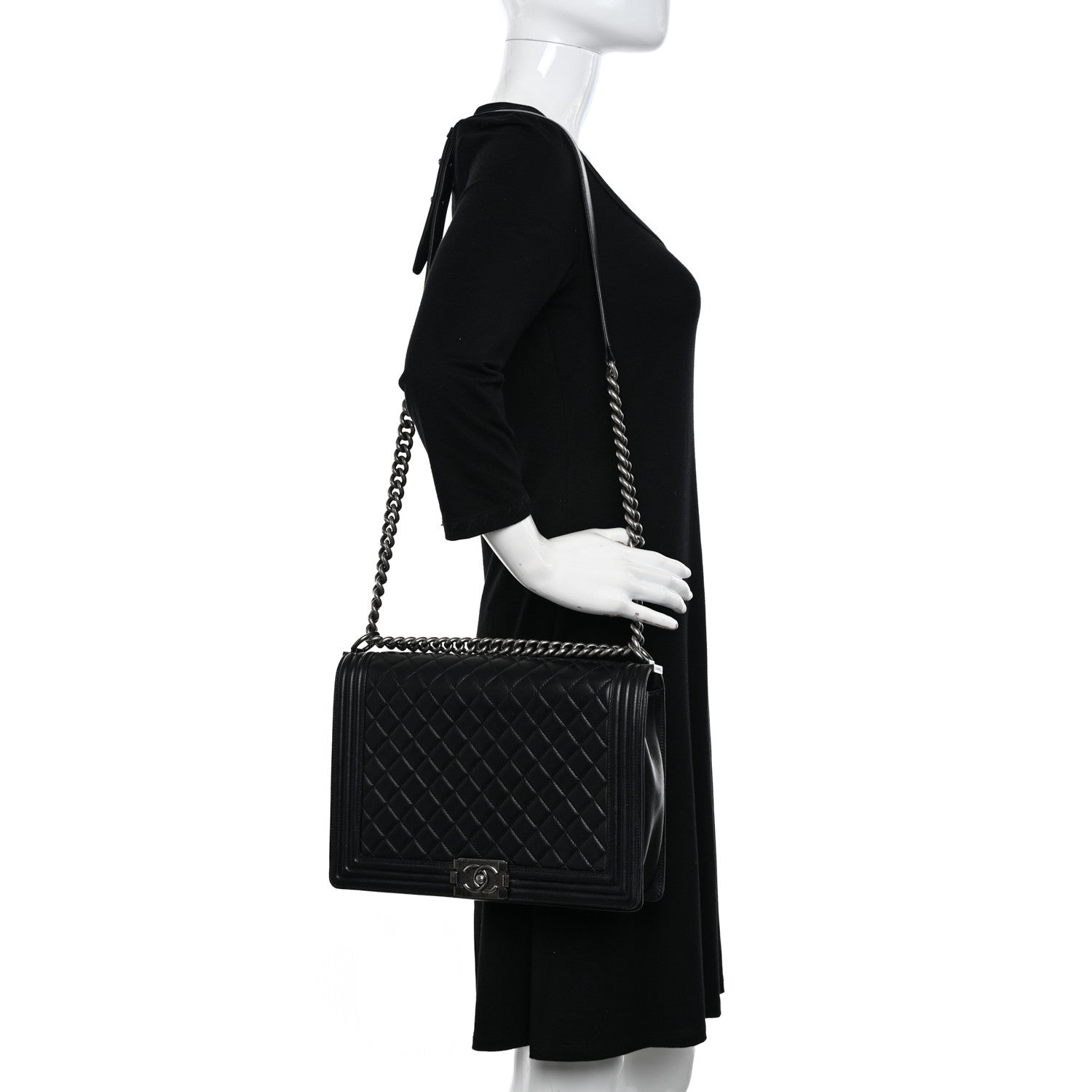 Chanel Calfskin Quilted Large Boy Flap Black 2 of 13