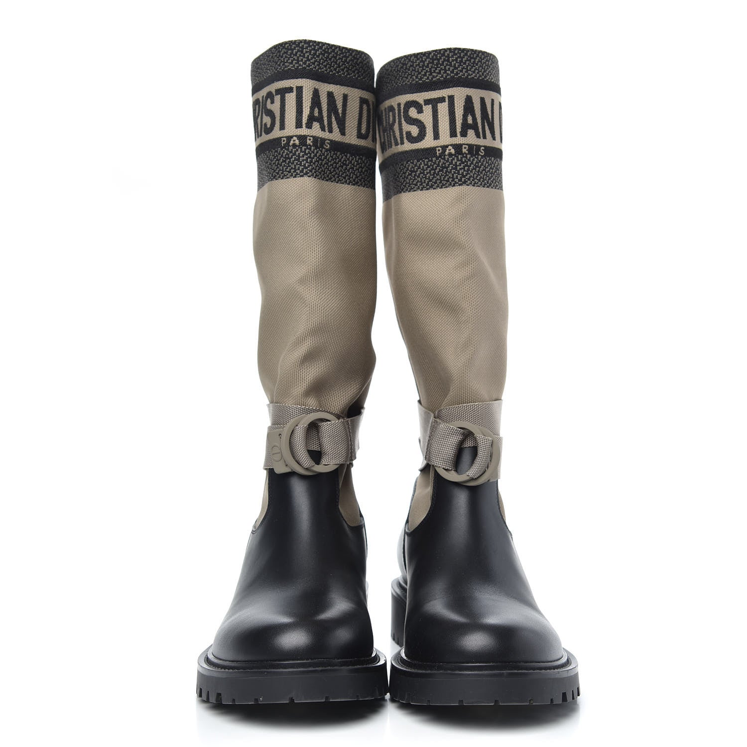 Christian Dior Technical Fabric Calfskin D-Major Boots 38.5 Taupe Black 2 of 7
