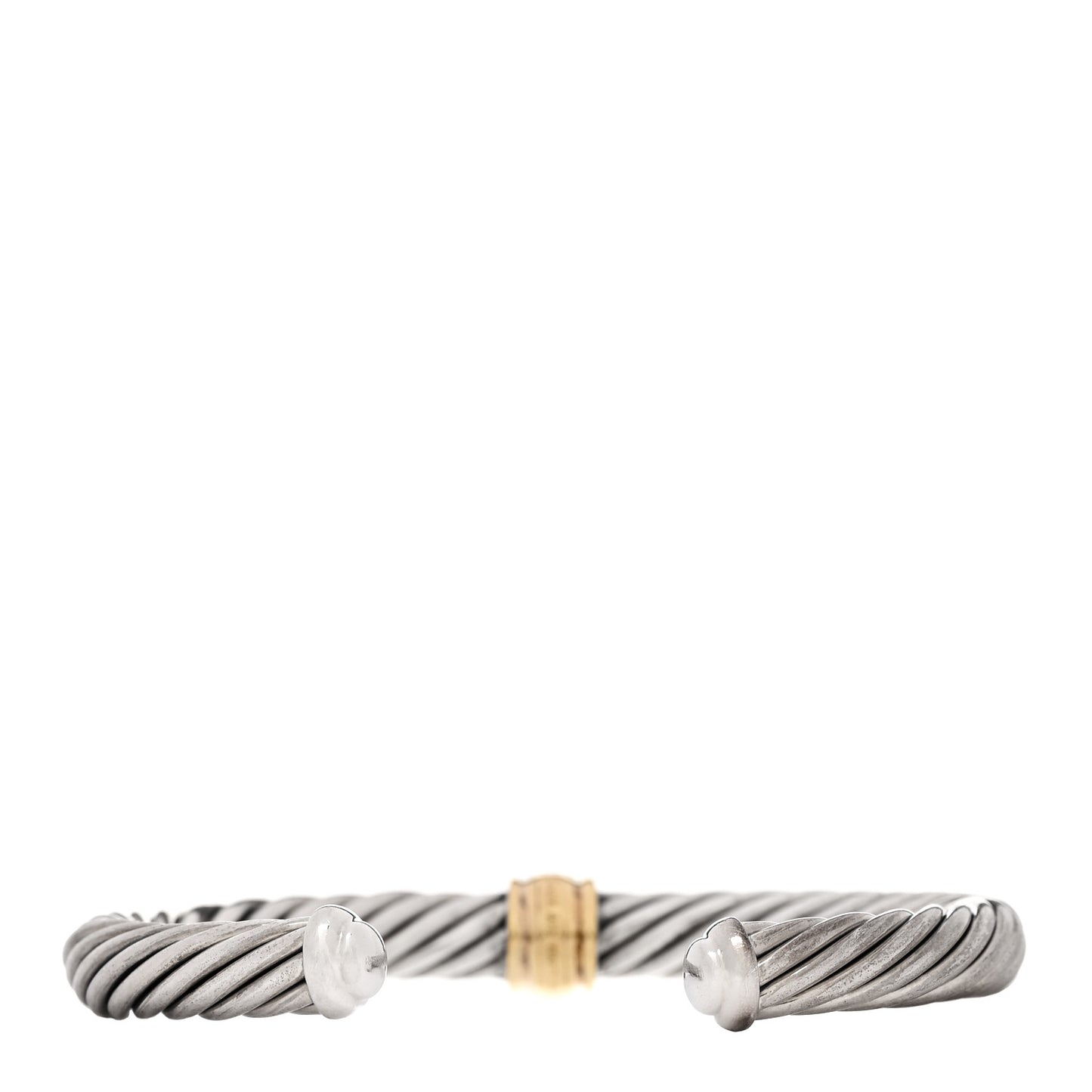 Sterling Silver 18K Yellow Gold Diamond 7mm Cable Classics Station Bracelet