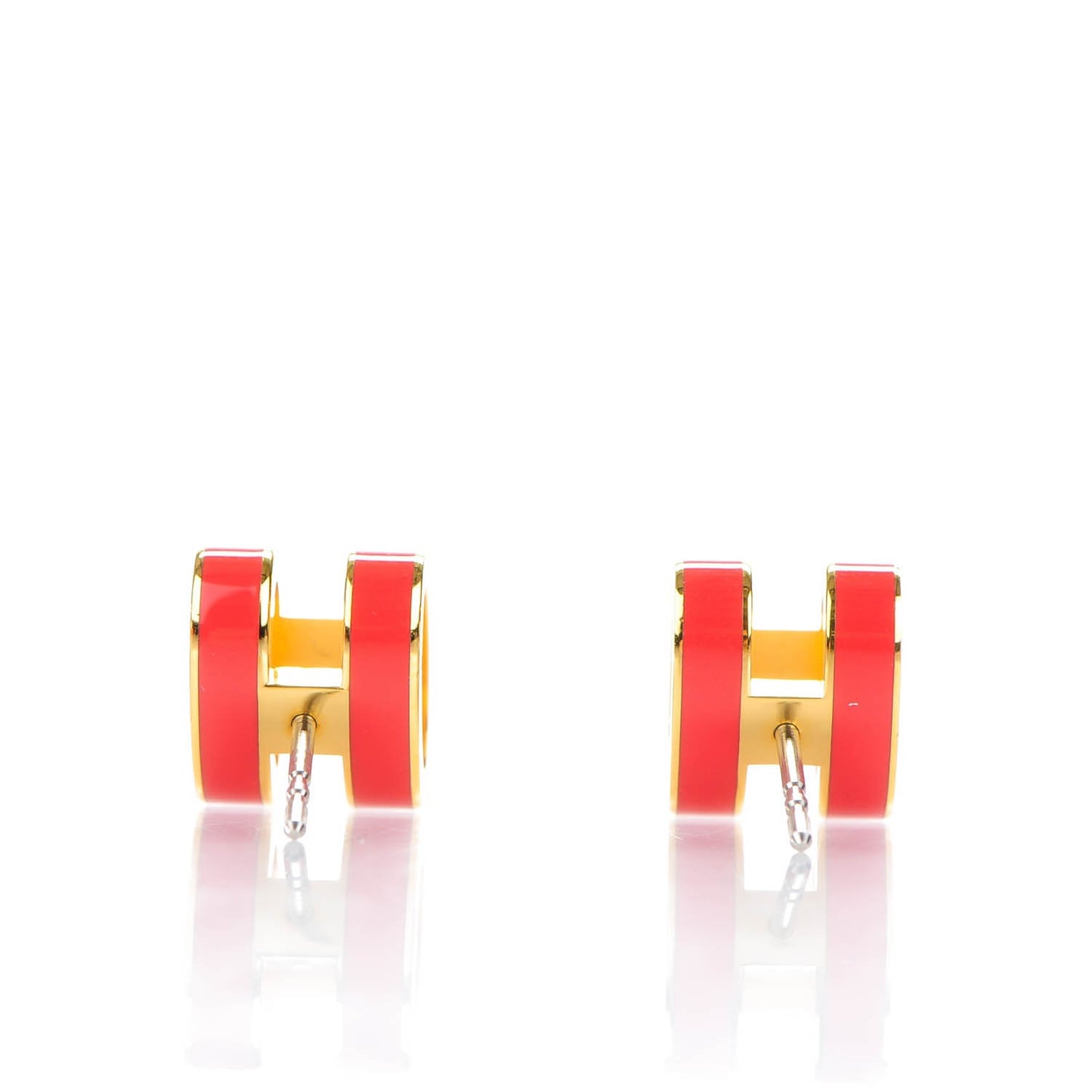 Gold Lacquered Pop H Earrings Rouge Corail