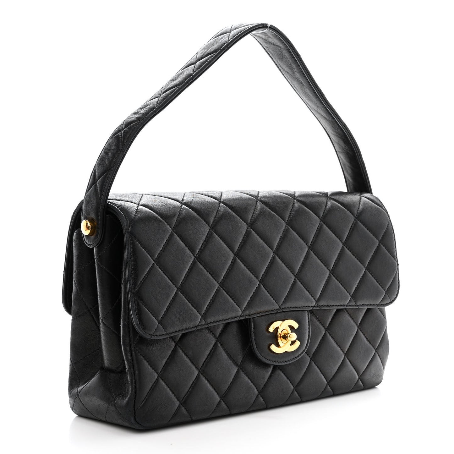 Lambskin Quilted Medium Double Sided Flap Black