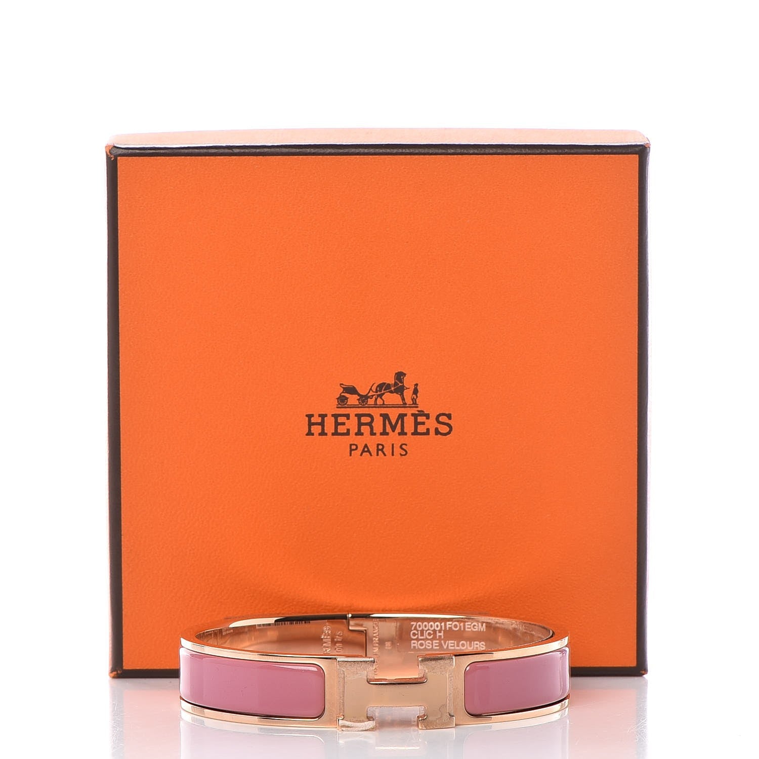 Hermes Enamel Narrow Clic Clac H Bracelet GM Rose Velours 6 of 6