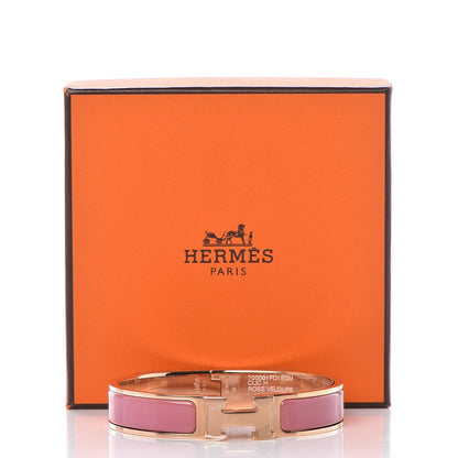 Hermes Enamel Narrow Clic Clac H Bracelet GM Rose Velours 6 of 6