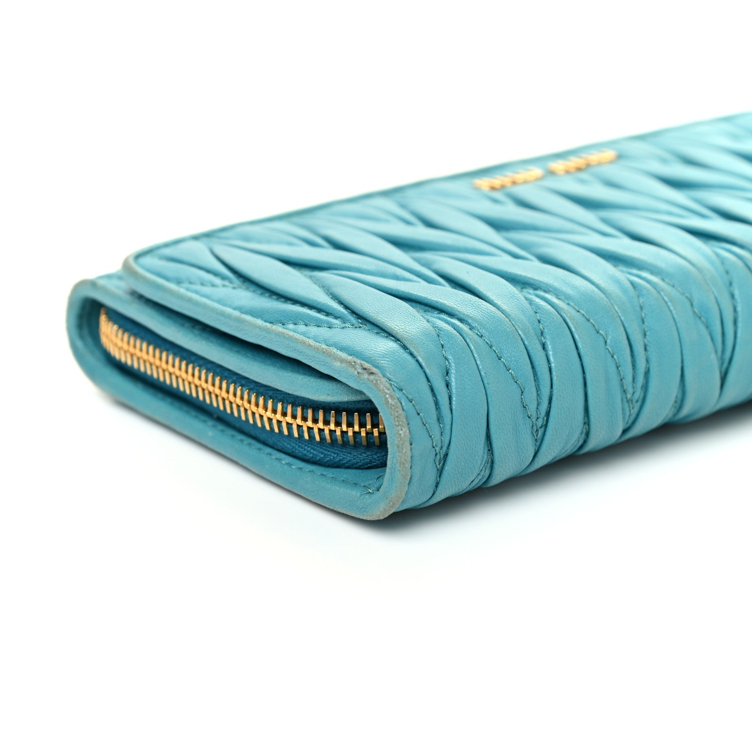 Miu Miu Nappa Matelasse Flap Wallet Turchese 9 of 10