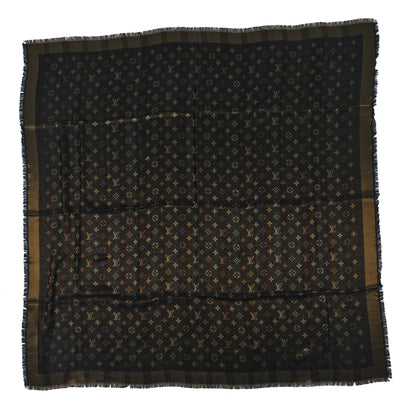 Louis Vuitton Silk Lurex Wool So Shine Monogram Shawl Black 1 of 3