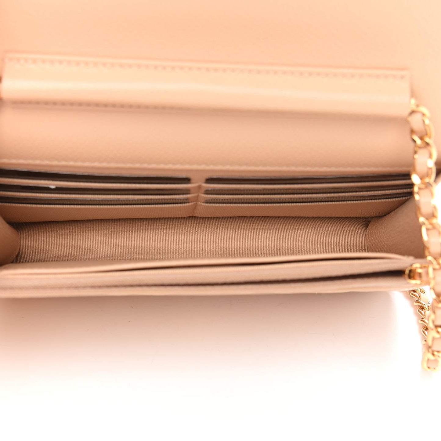 Caviar Quilted Wallet On Chain WOC Beige