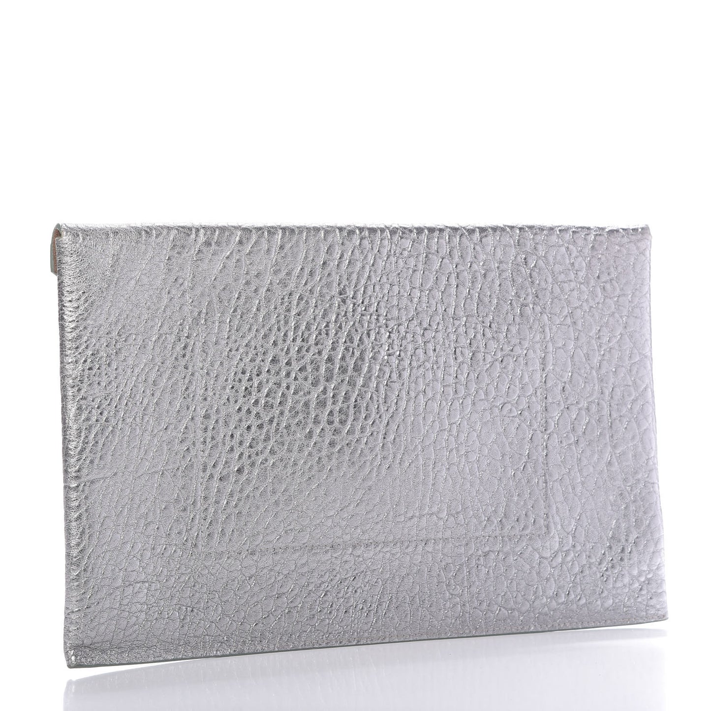 Metallic Grainy Calfskin Lockett Envelope Clutch Platinum