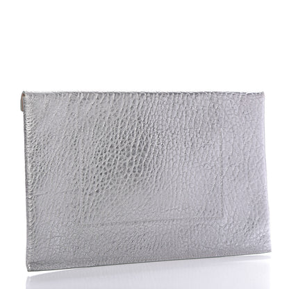Jimmy Choo Metallic Grainy Calfskin Lockett Envelope Clutch Platinum 3 of 8