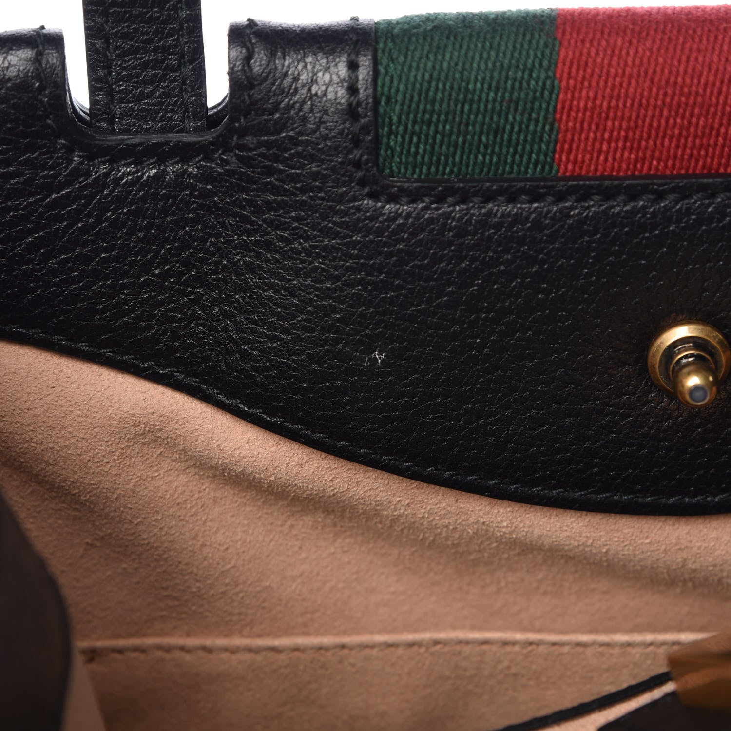 Gucci Grained Calfskin Web Crystal Butterfly Stripe Medium Totem Top Handle Bag Black 13 of 13