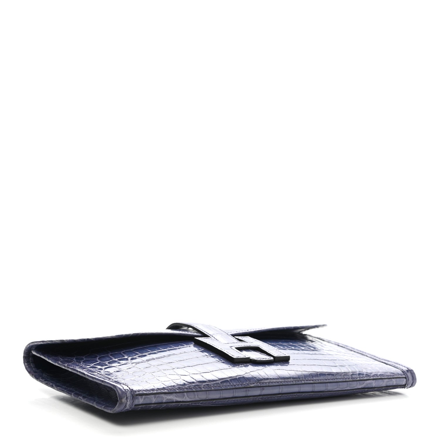 Hermes Shiny Niloticus Crocodile Jige Elan 29 Clutch Bleu Brighton 4 of 7