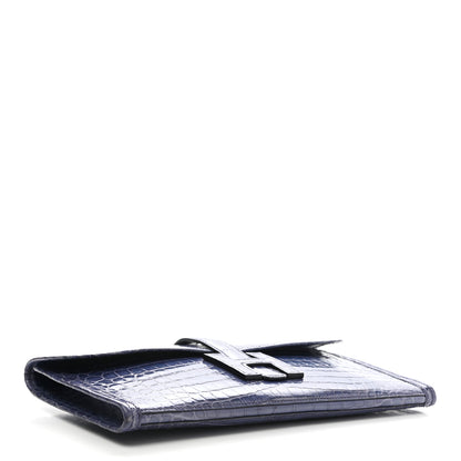 Hermes Shiny Niloticus Crocodile Jige Elan 29 Clutch Bleu Brighton 4 of 7