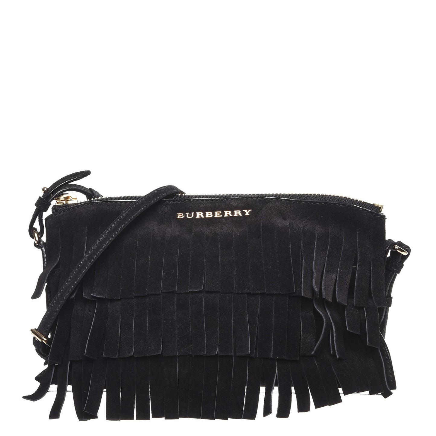 Suede Fringe Peyton Crossbody Clutch Bag Black